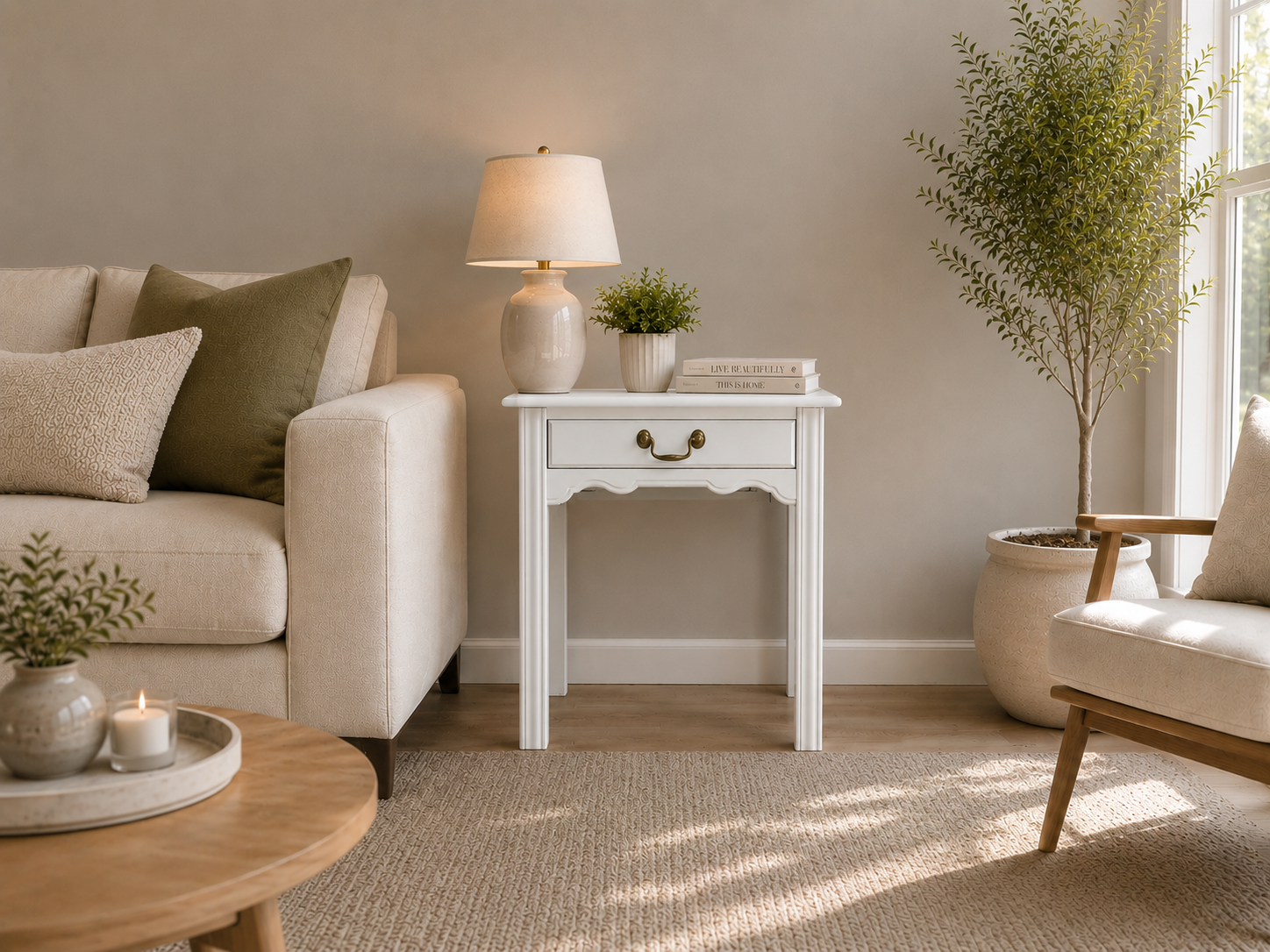 "Latte" Drexel Bedside Table with Drawer