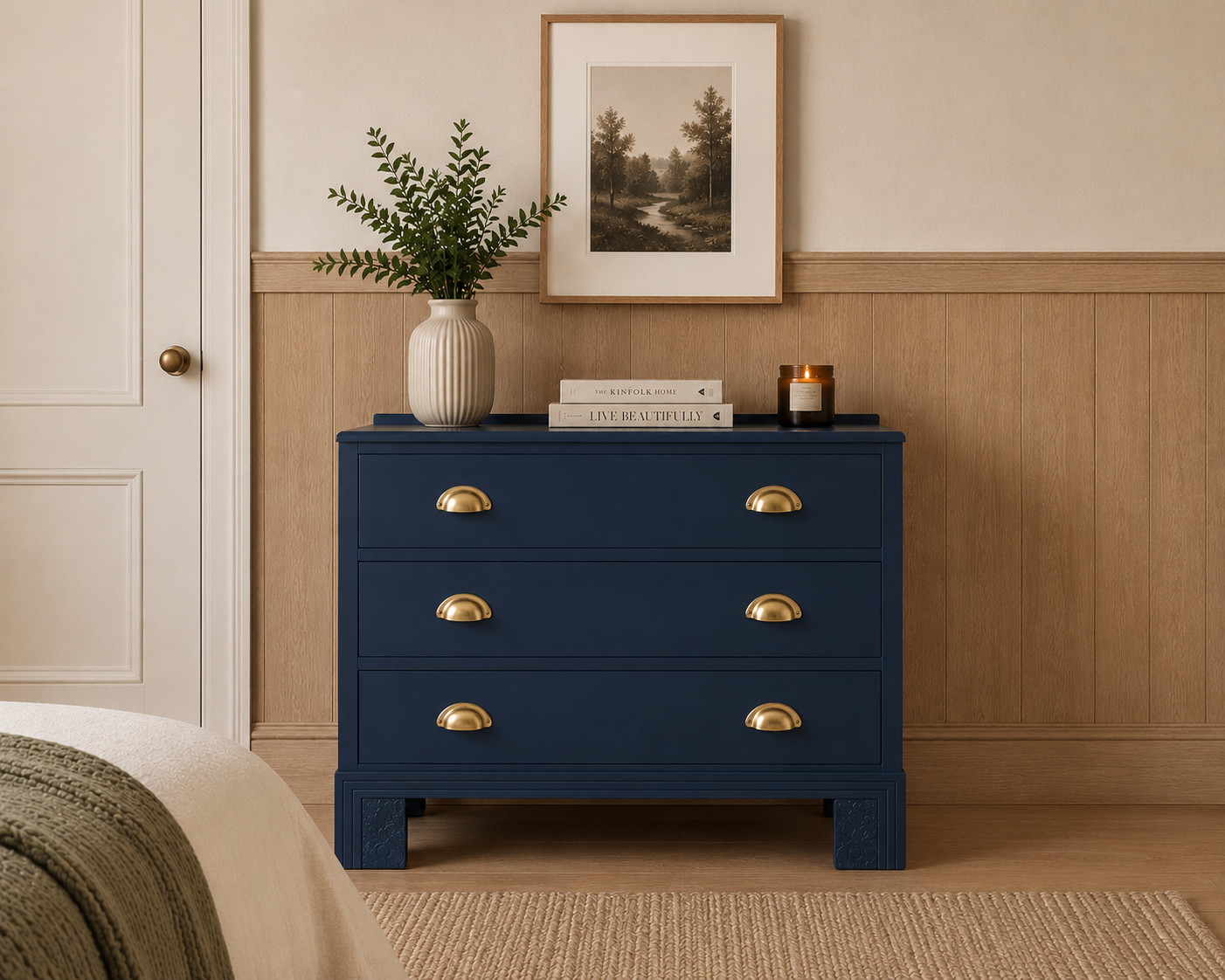 "Fiore"Chest of 3 Drawers With Embossed Floral Design