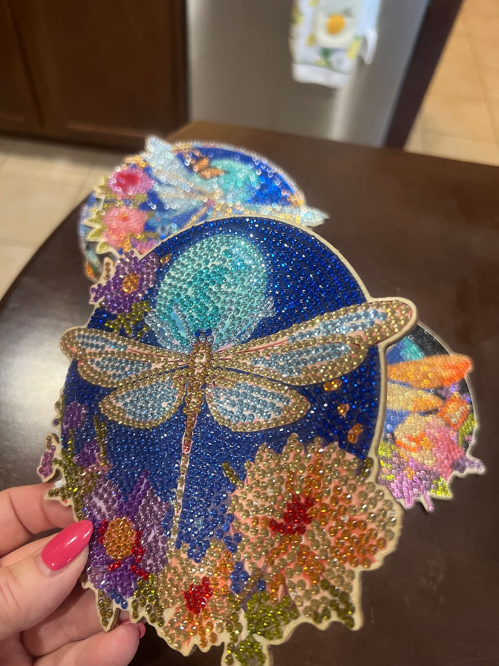 Thumbnail: 🪷 Blue & Teal Dragonfly with Purple Florals – Diamond Art Magnet