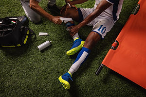Soccer player injured knee during the ga