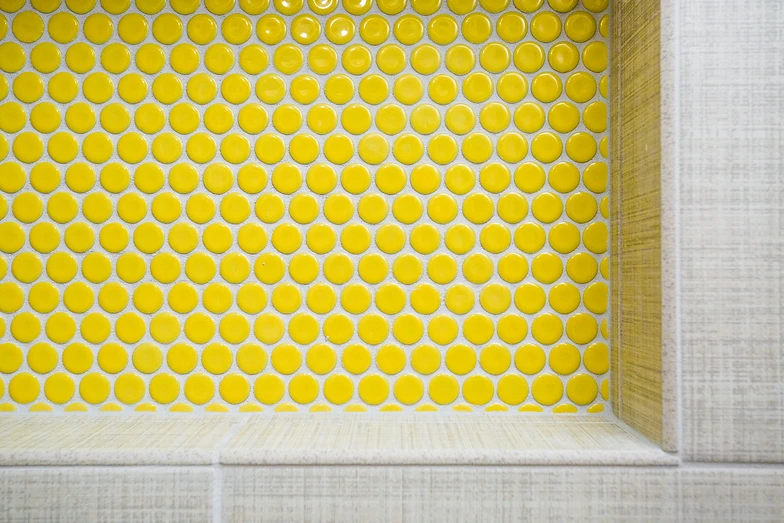 Sweet Clover Bat Remodel Lse Builders Group Yellow Penny Tile Bathroom Backsplash