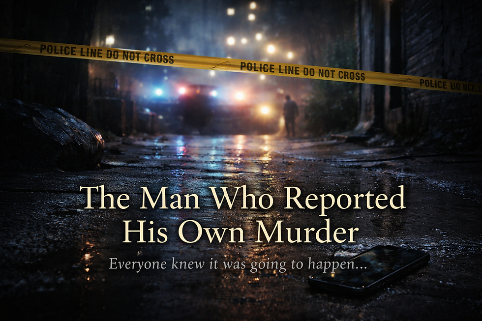 The Man Who Reported His Own Murder Crime Story Illustration