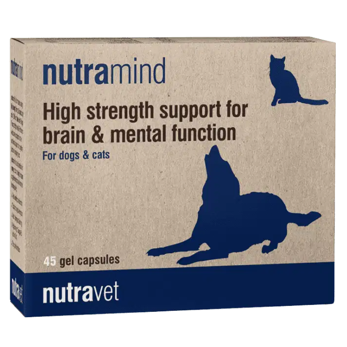 קופסת Nutravet Nutramind לתמיכה קוגניטיבית בכלבים ובחתולים, 45 קפסולות ג׳ל