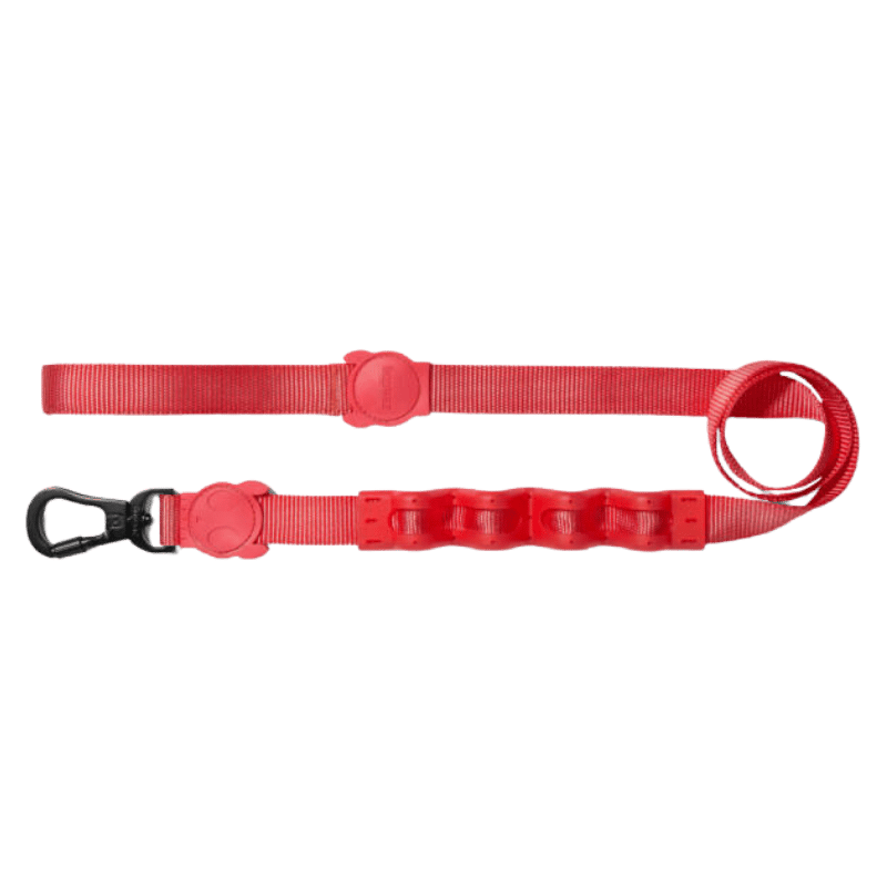 רצועת Zee.Dog Ruff Leash Neon Coral לכלב, מידה S, פרושה לאורך עם ידית וקרבינה