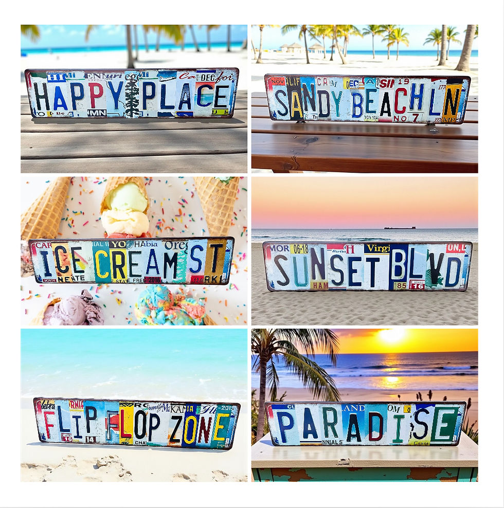 Coastal License Plate Style Metal Wall Signs – 4" x 16"