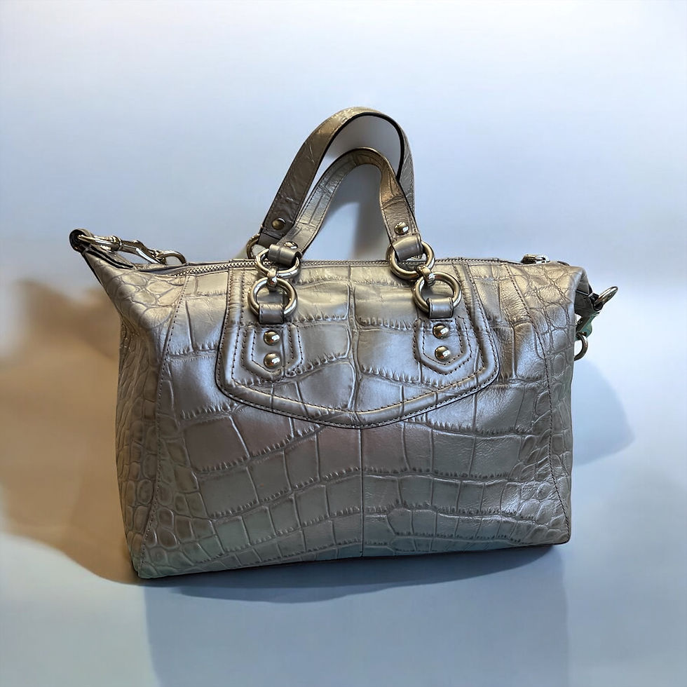 Thumbnail: Coach Ashley Metallic Croc-Embossed Leather Satchel