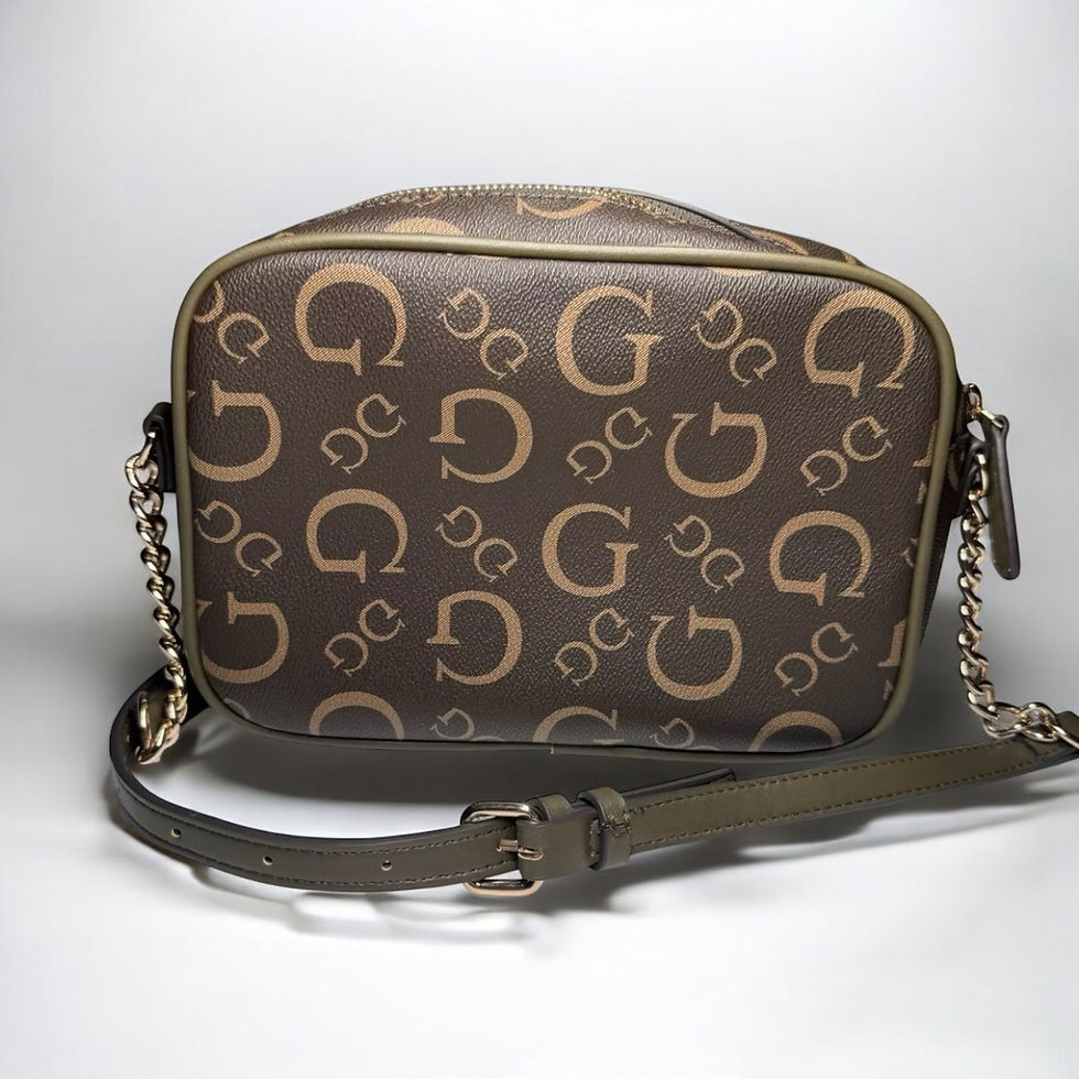 Thumbnail: GUESS Monogram Crossbody Bag – Chic & Compact with Chain Strap