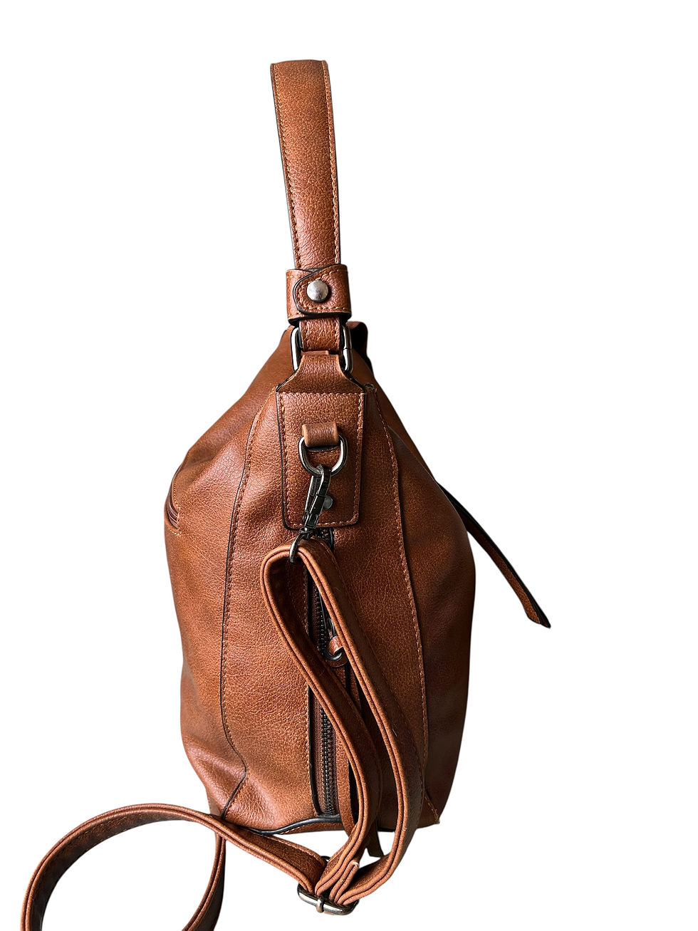 Thumbnail: Realer Cognac Brown Faux Leather Shoulder & Crossbody Bag