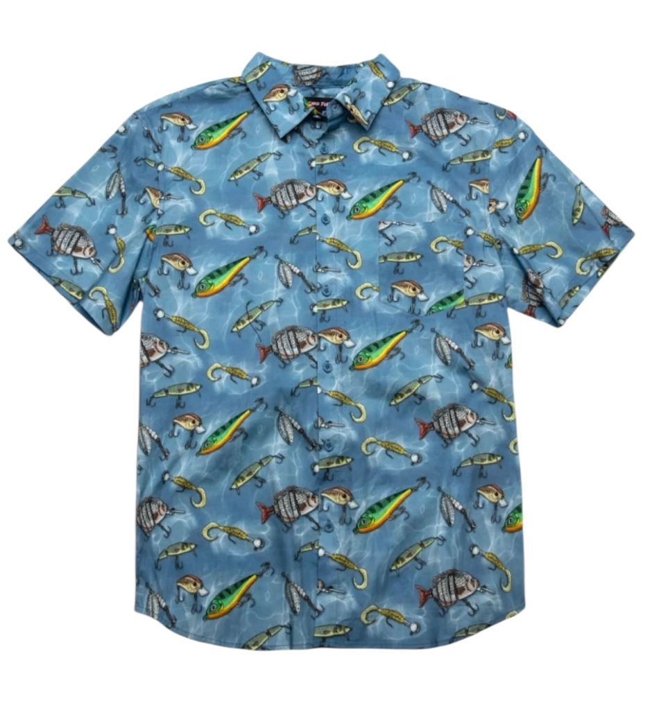 Psycho Tuna Men’s Fishing Lure Button-Up Shirt