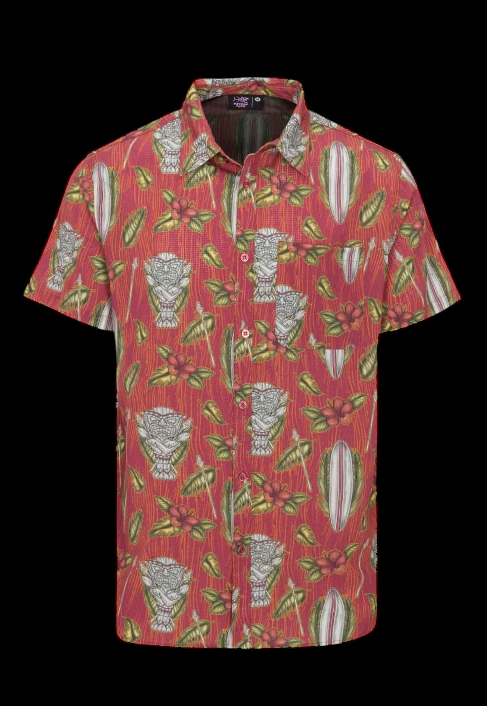 Psycho Tuna “Tiki Surf” Button-Up Shirt – Tibetan Red