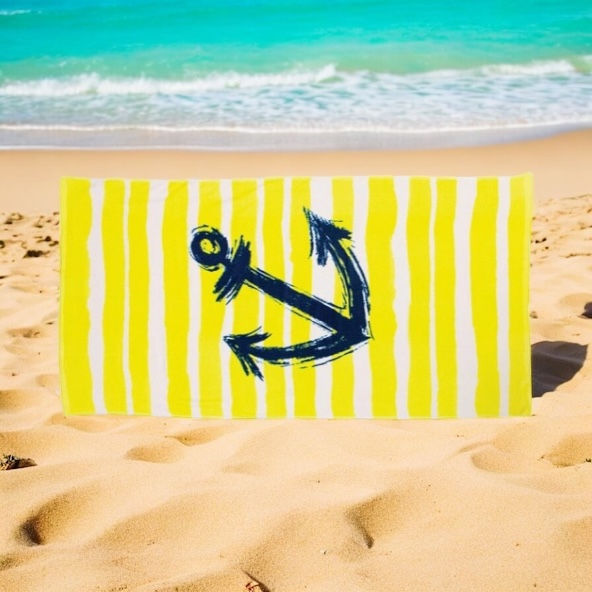 Thumbnail: Nautical Bliss: Anchor Beach Towel – Soft, Stylish & Absorbent!