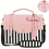 Thumbnail: 🎀 Chic Pink & Striped Laptop Bag – Stylish Work & Travel Tote for Women