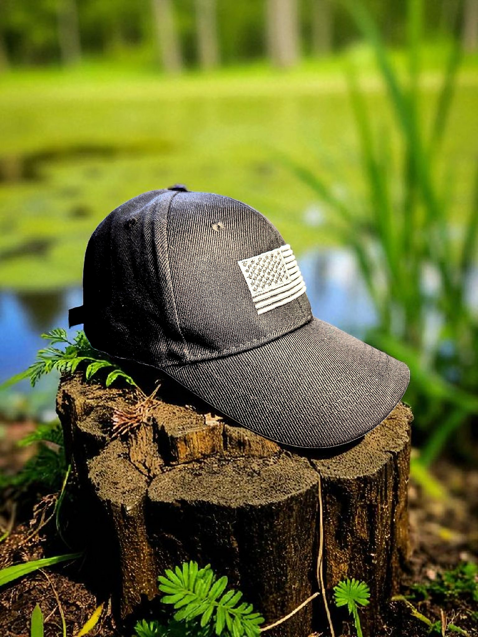 Thumbnail: Patriotic American Flag Dad Hat – Adjustable Black Cap