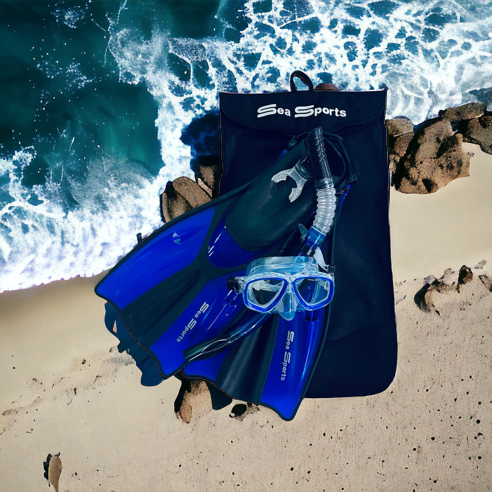 Sea Sports Adult Snorkel & Fin Set with Carry Bag – USA Size L/XL (9–13) 🌴🐠🌊