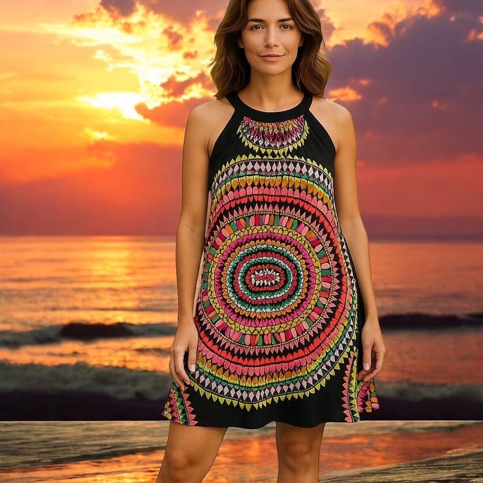 Tiana B. Vibrant Mandala Print Dress