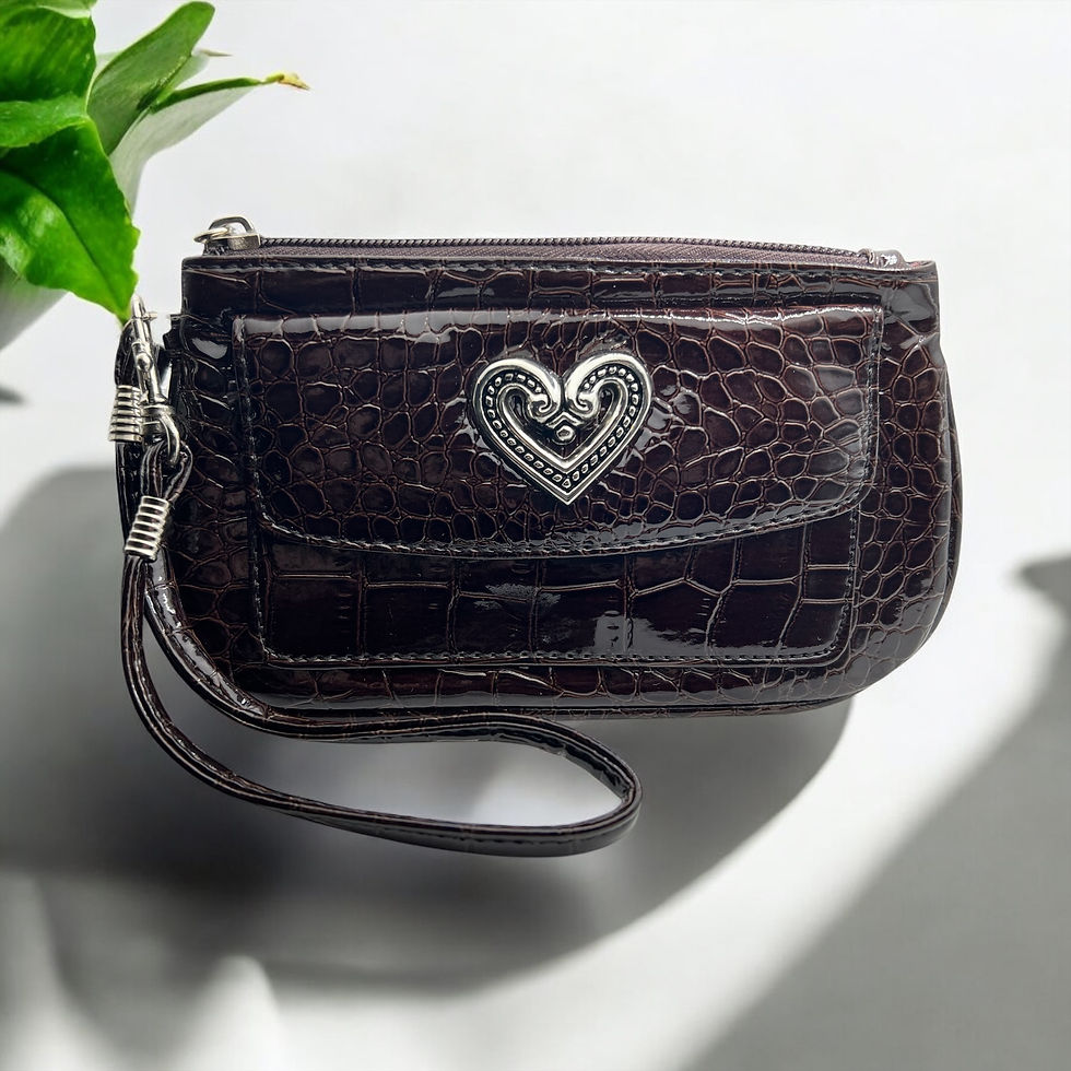 Thumbnail: ✨ Candie’s Silver Metallic Croc-Embossed Wristlet with Heart Accent ✨