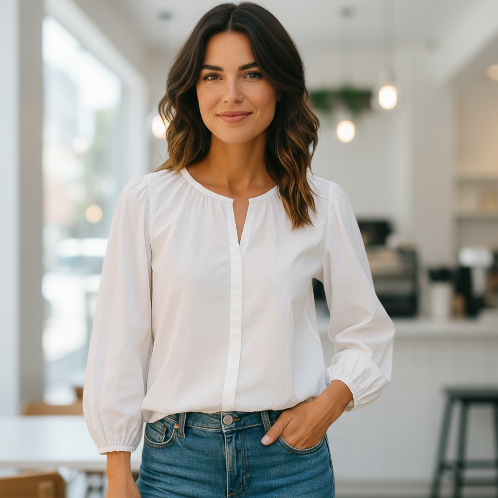 Universal Thread White Long Sleeve Blouse – Lightweight