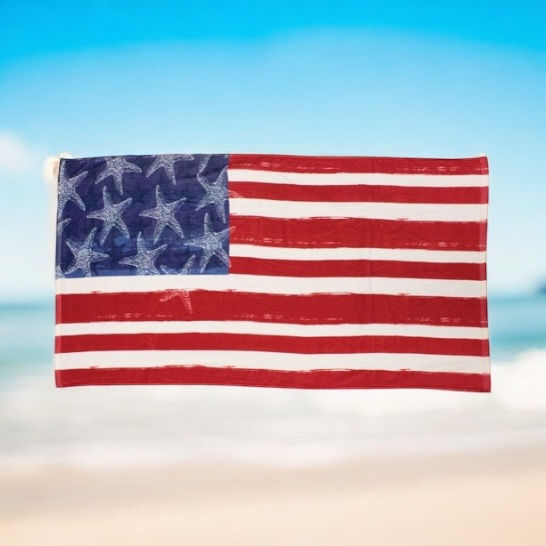 Thumbnail: Starfish & Stripes: Patriotic Cotton Beach Towel