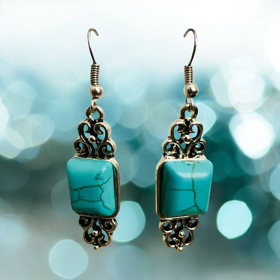 Artisan Scroll Faux Turquoise Drop Earrings