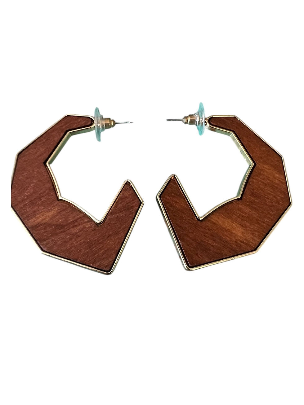 Thumbnail: Geometric Boho Wood Hoop Earrings – 2¼” Statement Style