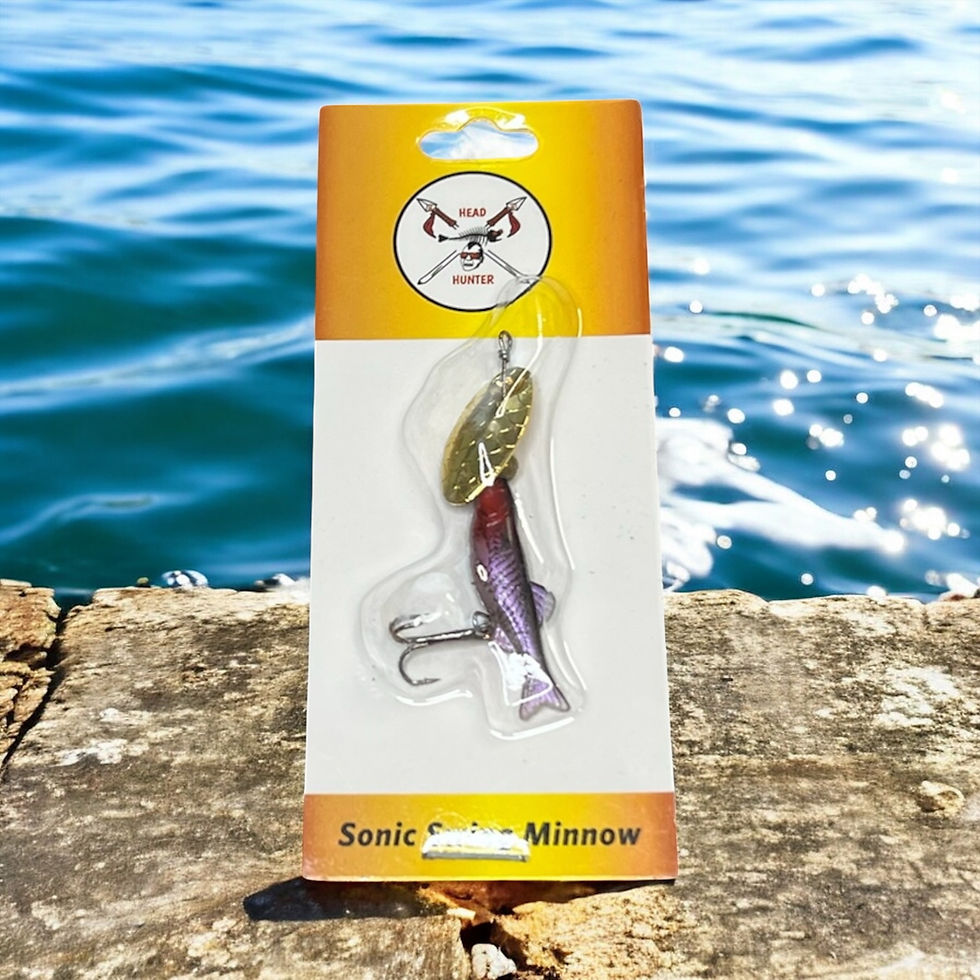 Head Hunter Sonic Swing Minnow Fishing Lure – Red/Purple with Gold Blade