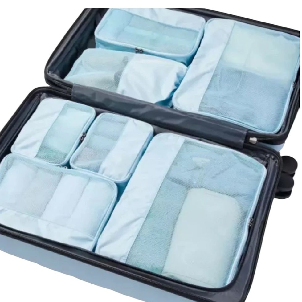 Thumbnail: Open Story 7-Piece Packing Cube Set – Light Blue