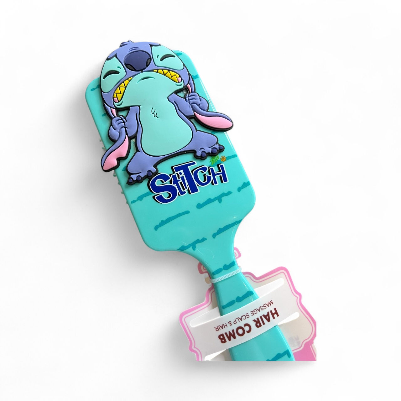 💙 Disney Stitch Hair Comb – Massage Scalp & Hair Paddle Brush - Ocean Blue