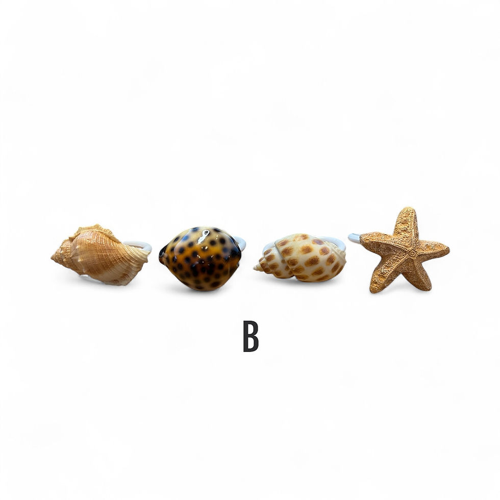 Thumbnail: Coastal Seashell & Starfish Napkin Rings – Set of 4