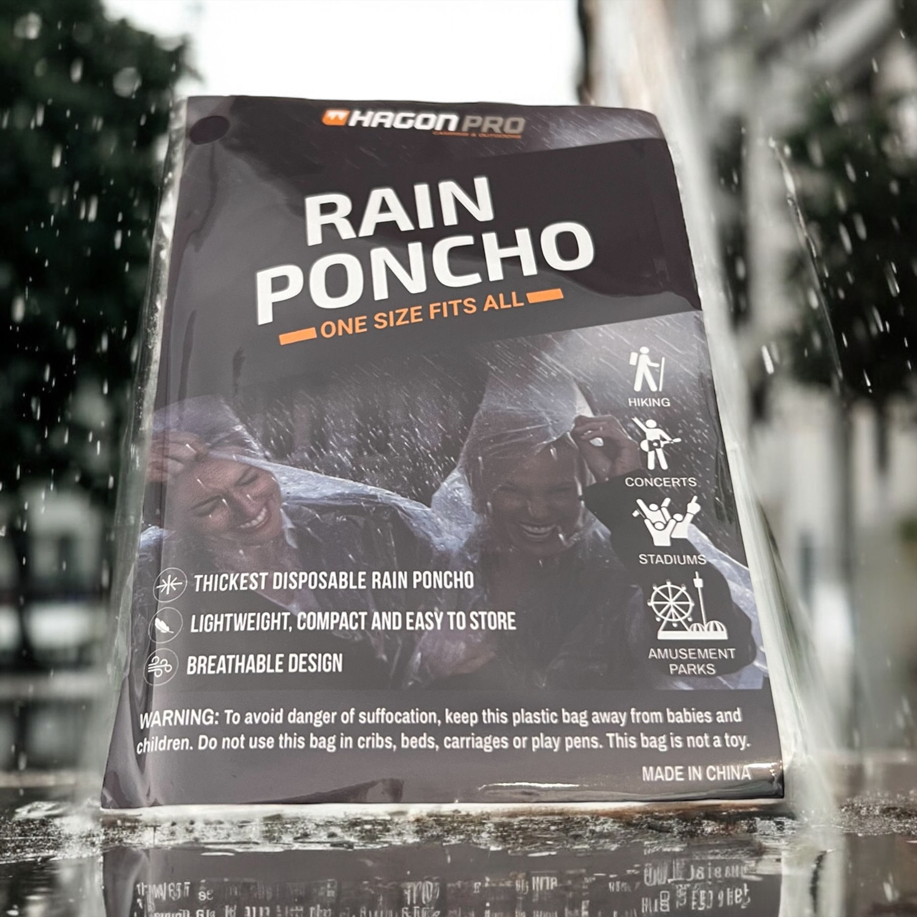 Hagon Pro Disposable Rain Poncho – One Size Fits All