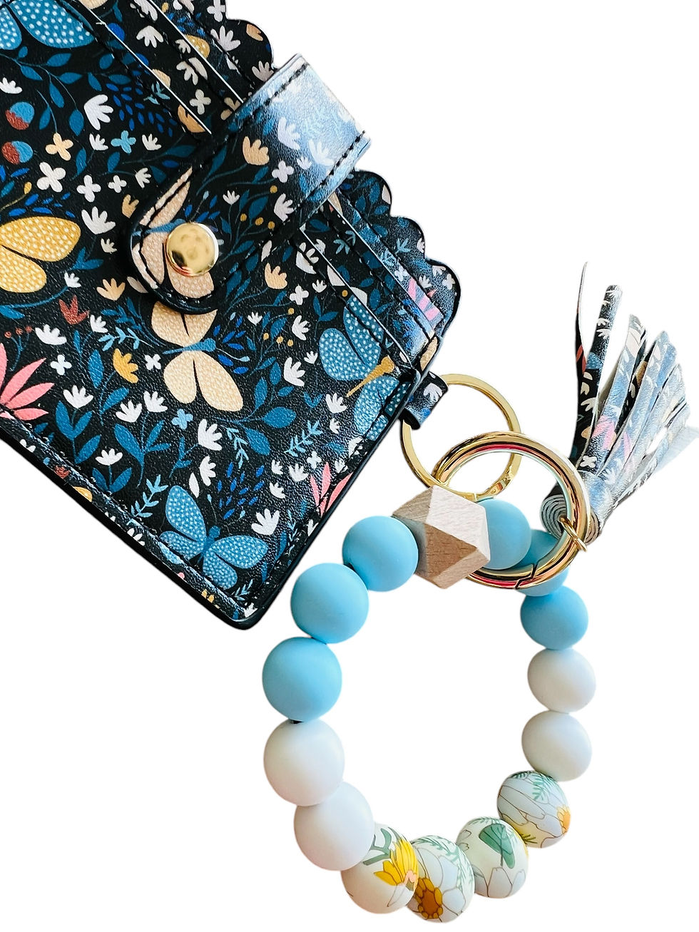 Thumbnail: Butterfly Bliss: Floral Bead Keychain Wallet