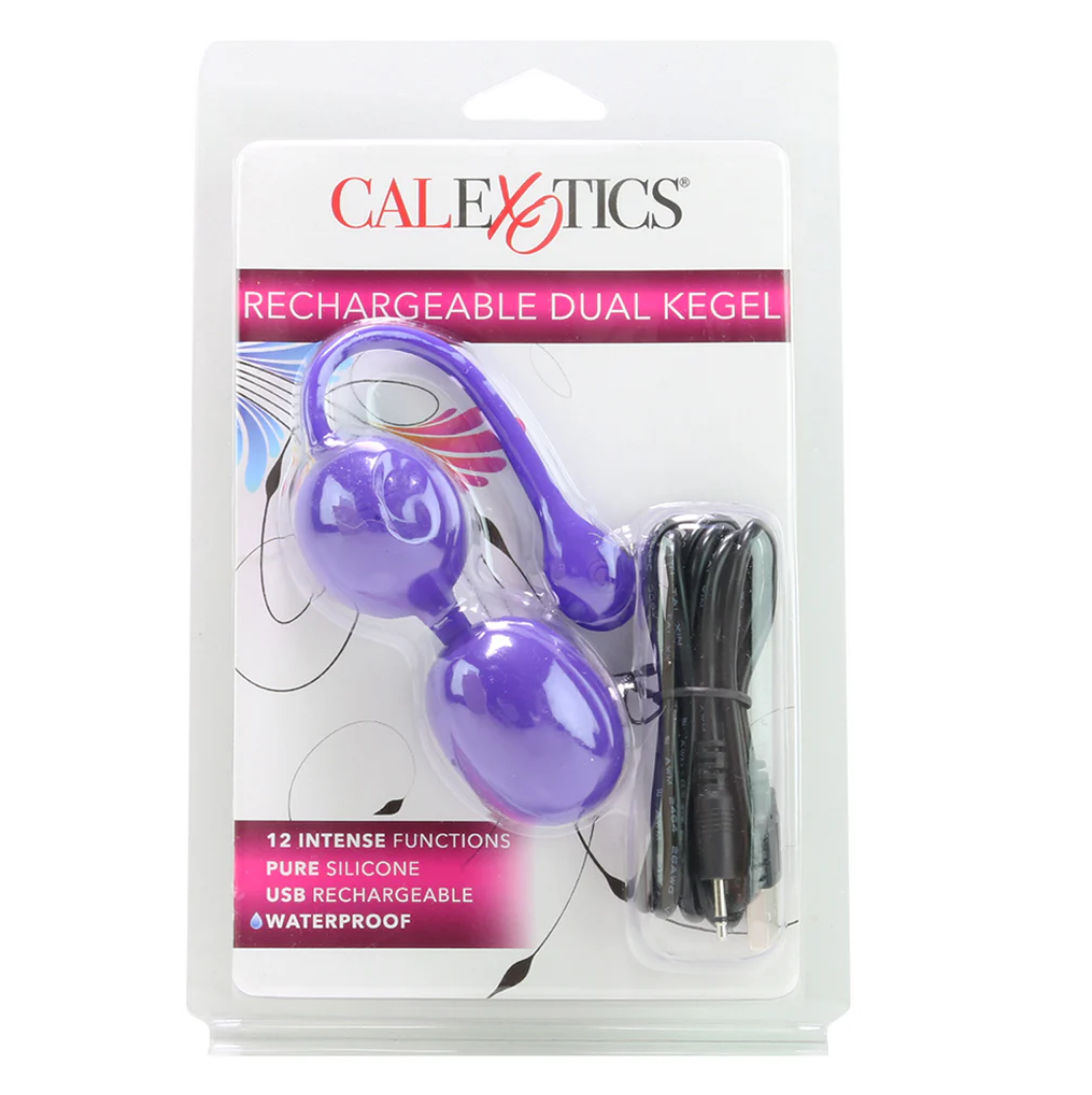 CalExotics Dual Rechargeable Silicone Kegel Balls in Purple