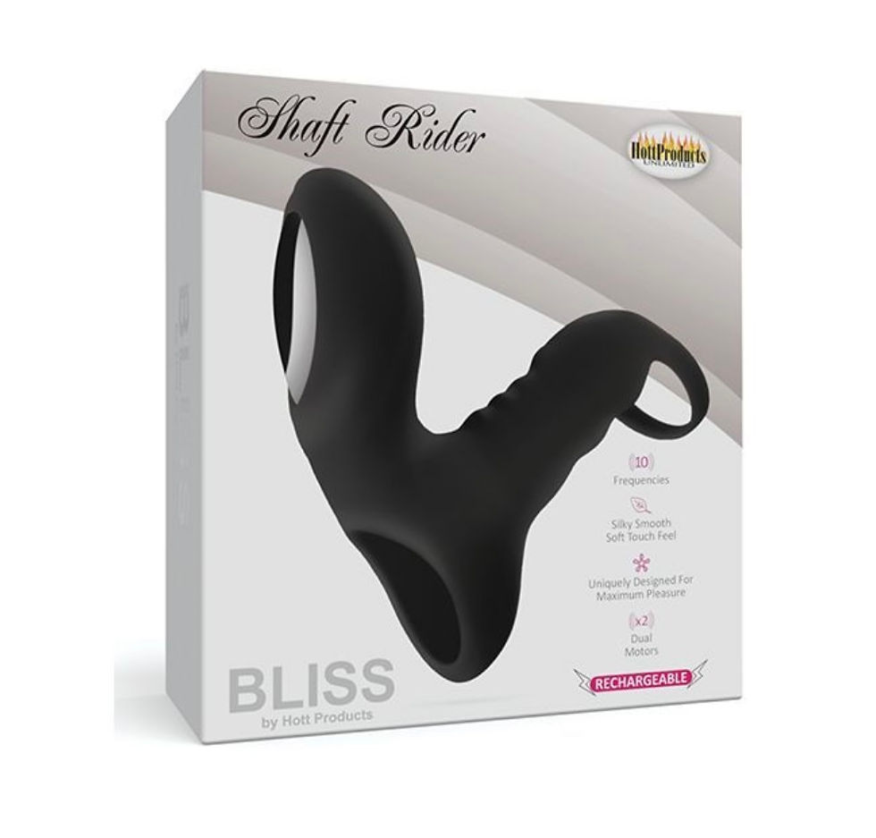Bliss Shaft Rider Vibrating Cock Ring Sleeve - Black