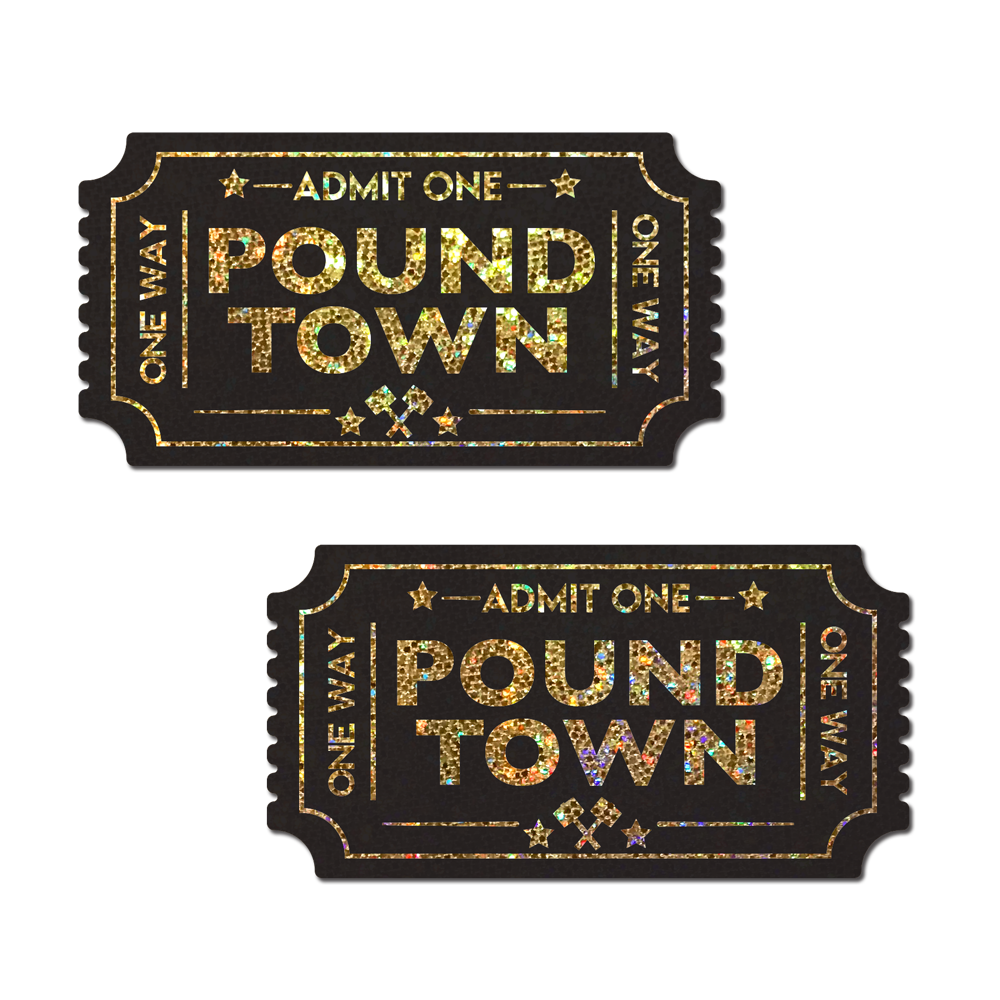 Pound Town Pasties: One-Way Ticket to Pound Town Gold Glitter Nipple Covers