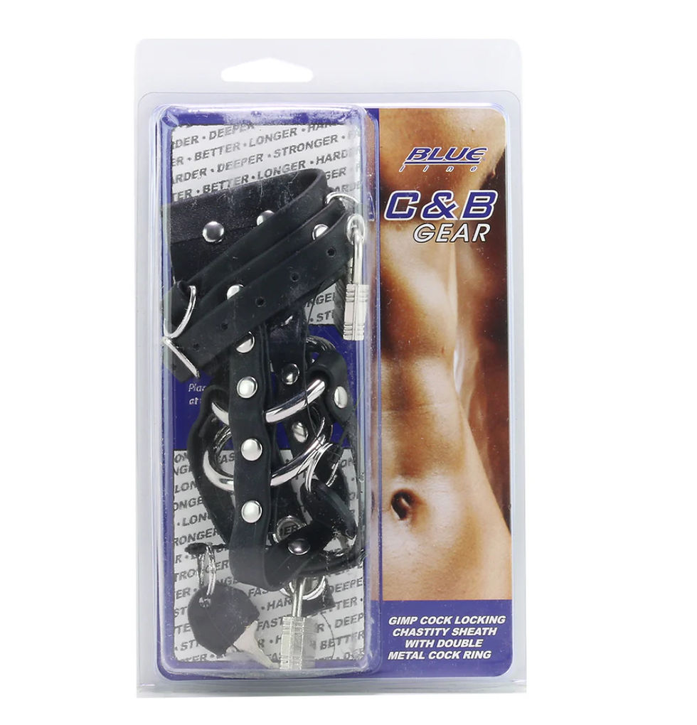 Blueline Men Blue Line Gimp Cock Chastity Sheath with C-Ring