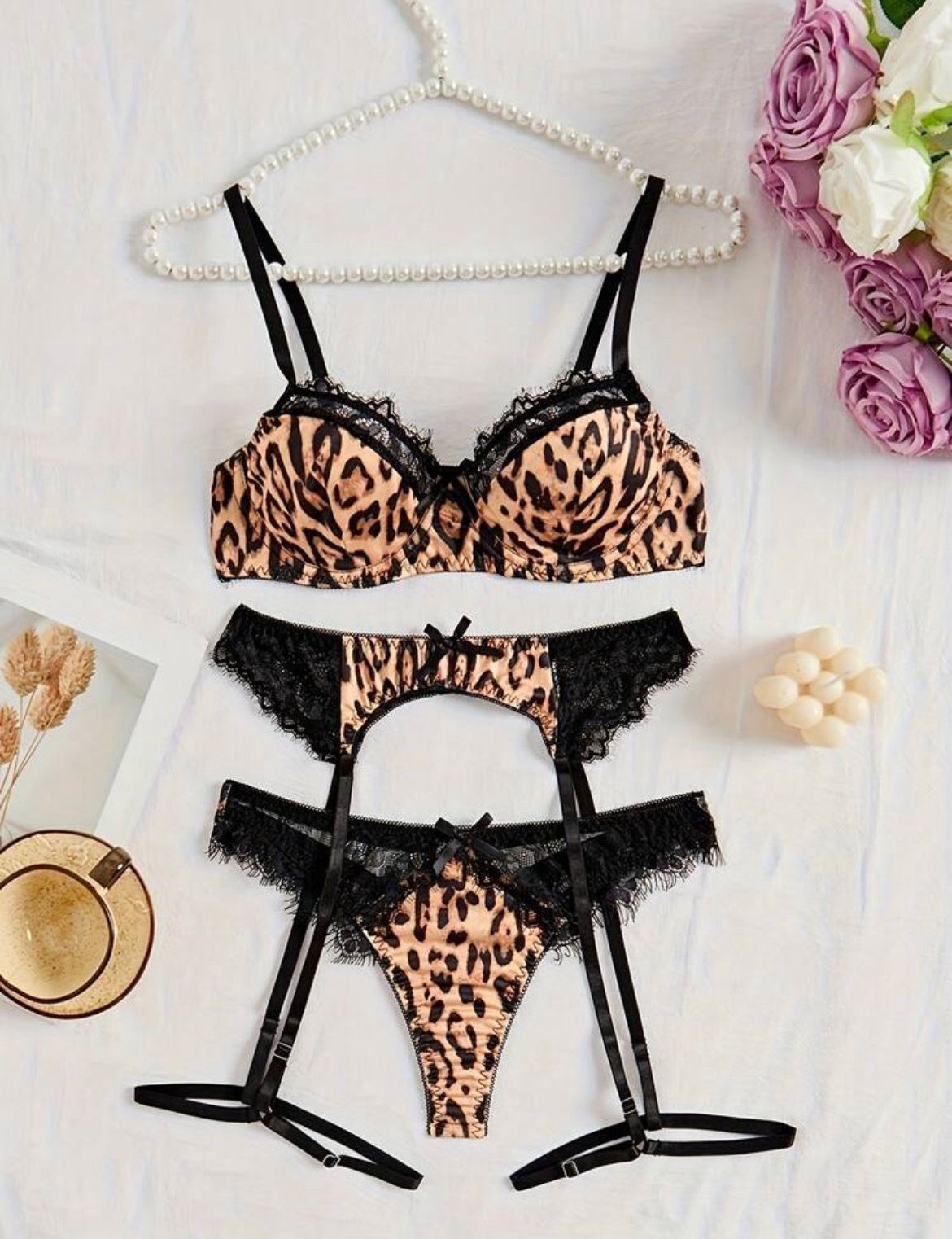 Leopard Lace Sexy Underwear Set-Sexy Cheetah Leopard Underwear,Lingerie Sexy,Chr