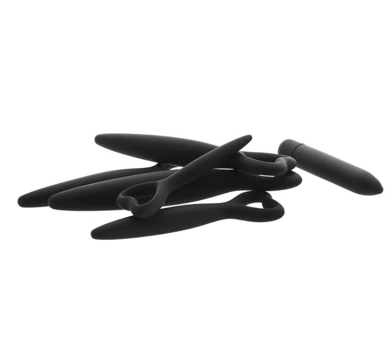 Thumbnail: Shots Toys Ouch! Silicone Vaginal Dilator Set and Bullet in Black
