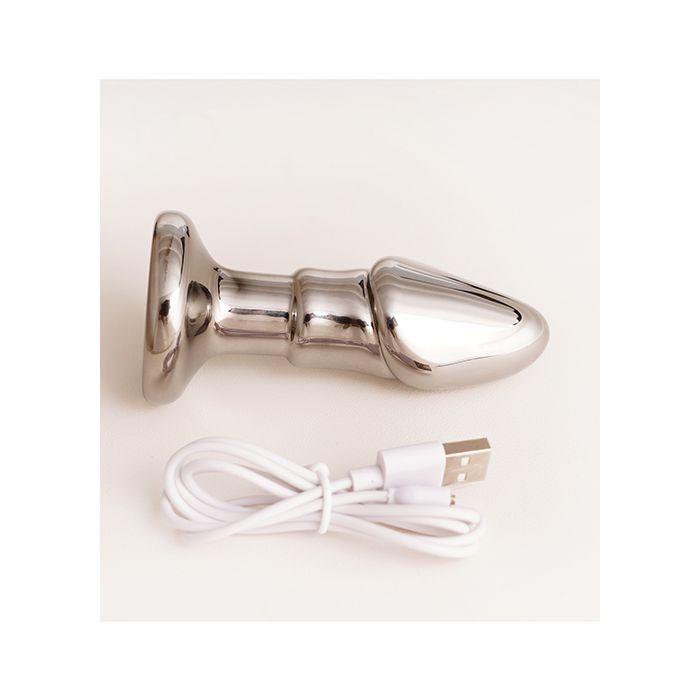 Thumbnail: Cristal Black Opal Anal Glass Dildo Vibe - Gun Metal