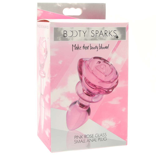 Booty Sparks Pink Rose Glass Small Anal Plug