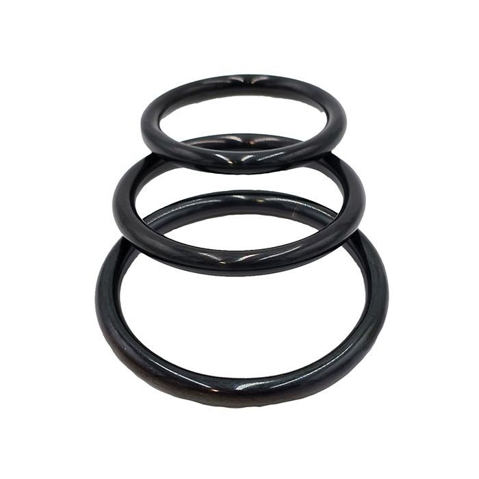 Rouge Black Stainless Steel 3 Piece Cock Ring Set - Black
