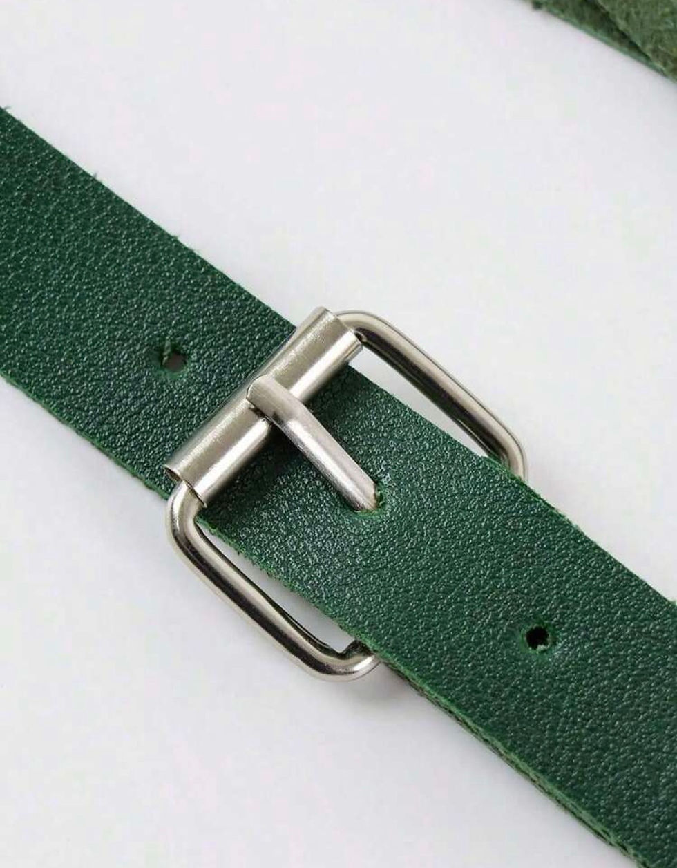 Thumbnail: 1 PC 2026 Spring New Arrival Unisex Green PU Harness Belt For Men & Women - Adju