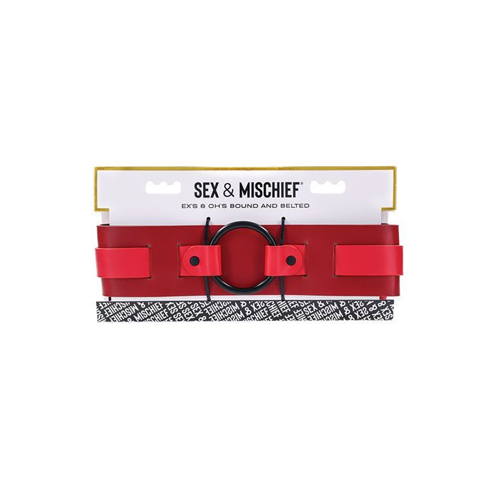 Sex & Mischief Ex's & Oh's Bound & Belted - Red/Black