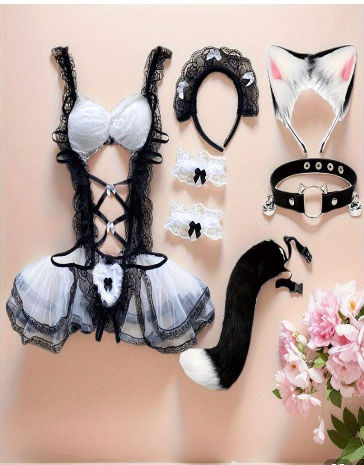 7 Sexy Maid Cosplay Costumes For Women - Black Lace Corset With White Bow, Black
