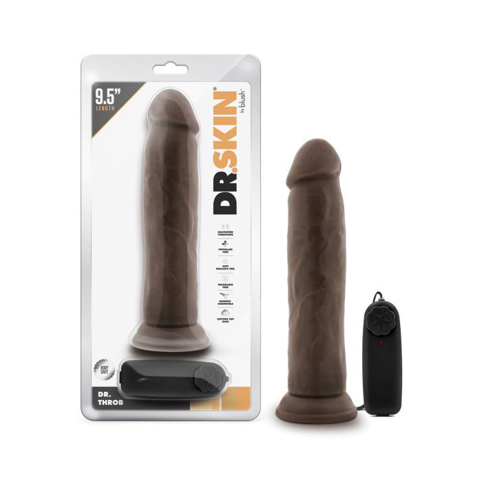 Blush Dr. Skin Dr. Throb 9.5" Cock w/Suction Cup - Chocolate