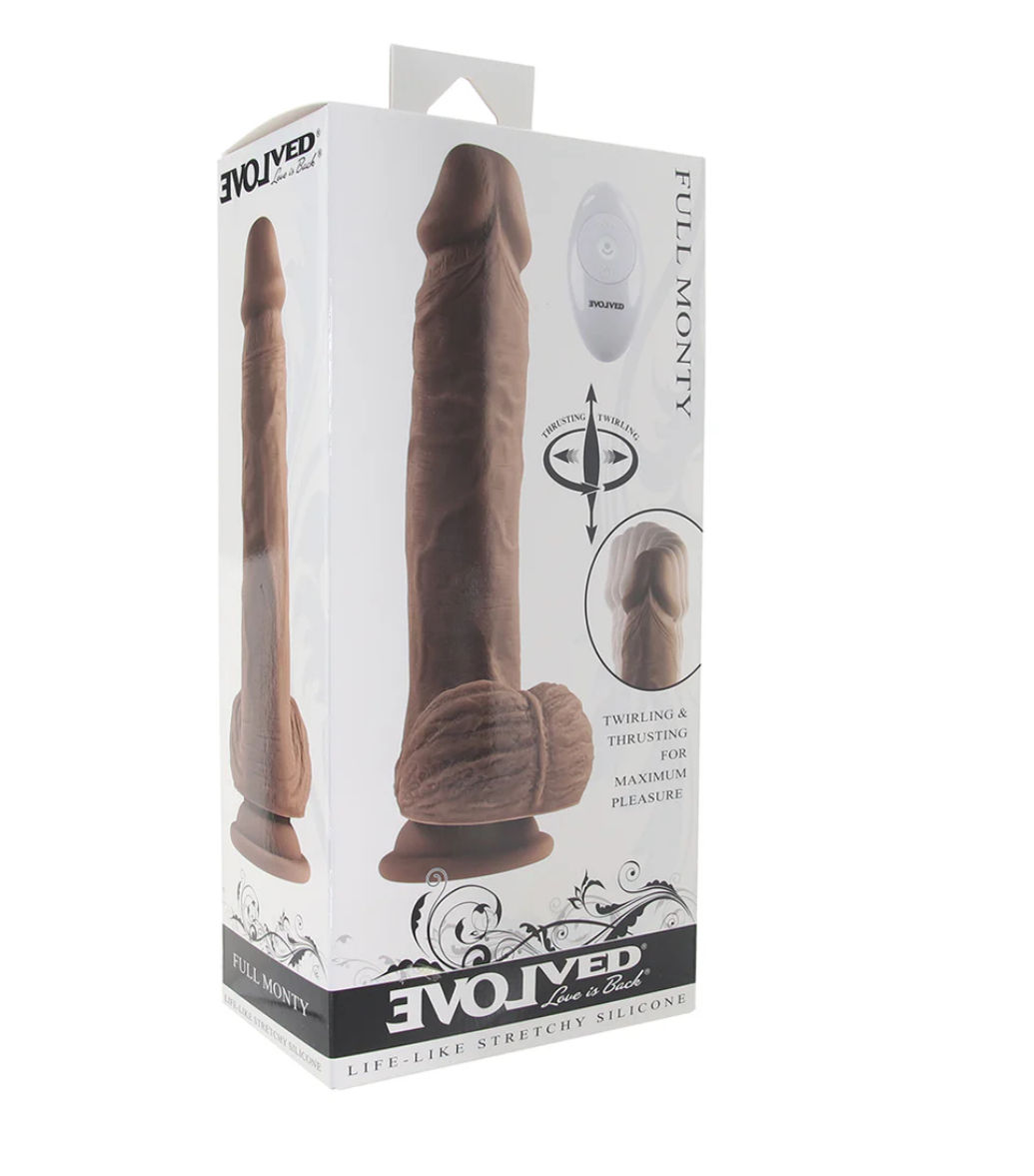 Evolved Novelties Full Monty 9 Inch Thrusting and Twirling Dildo in Dark