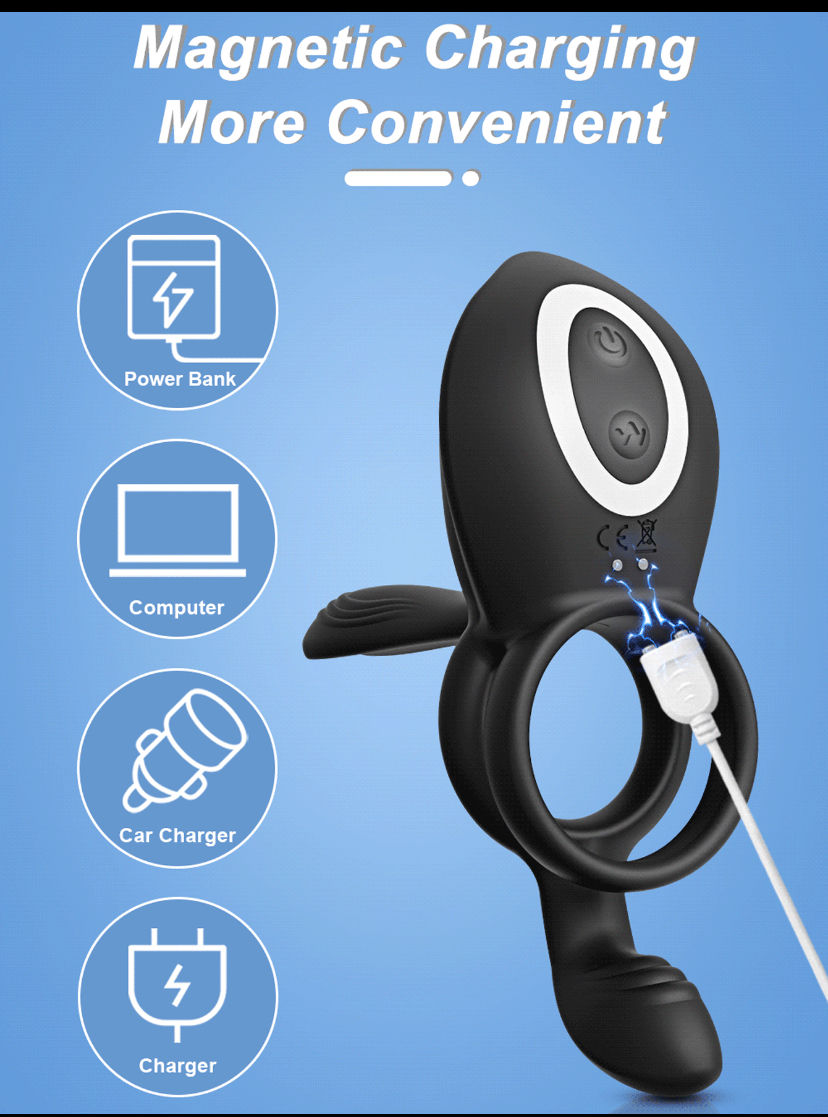 Thumbnail: Wireless Remote Control Silicone Vibrating Bullet Vibrator Penis Cock Ring Male 