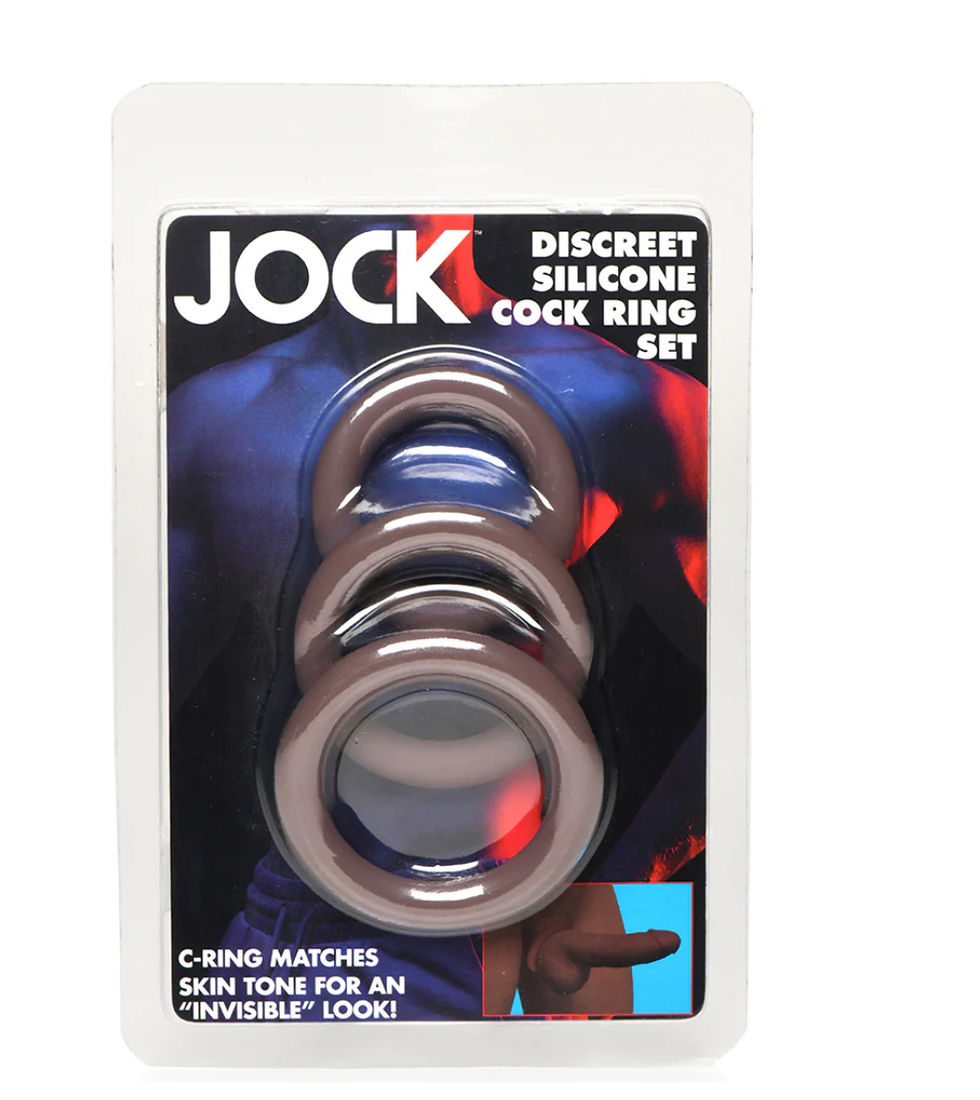 XR Brands Jock Discreet Silicone Cock Ring Set in Dark