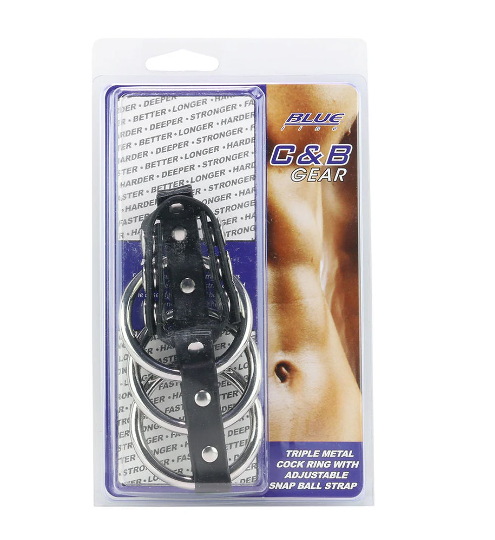 Blueline Men Blue Line Triple Metal C-Ring with Adjustable Ball Strap