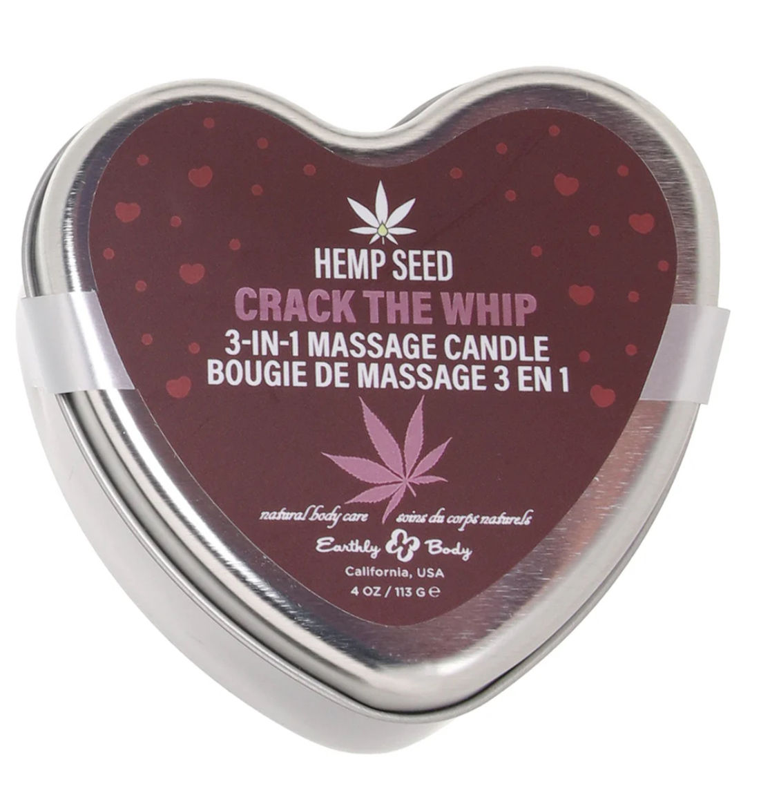 Earthly Body 3-in-1 Massage Heart Candle 4oz/113g in Crack The Whip