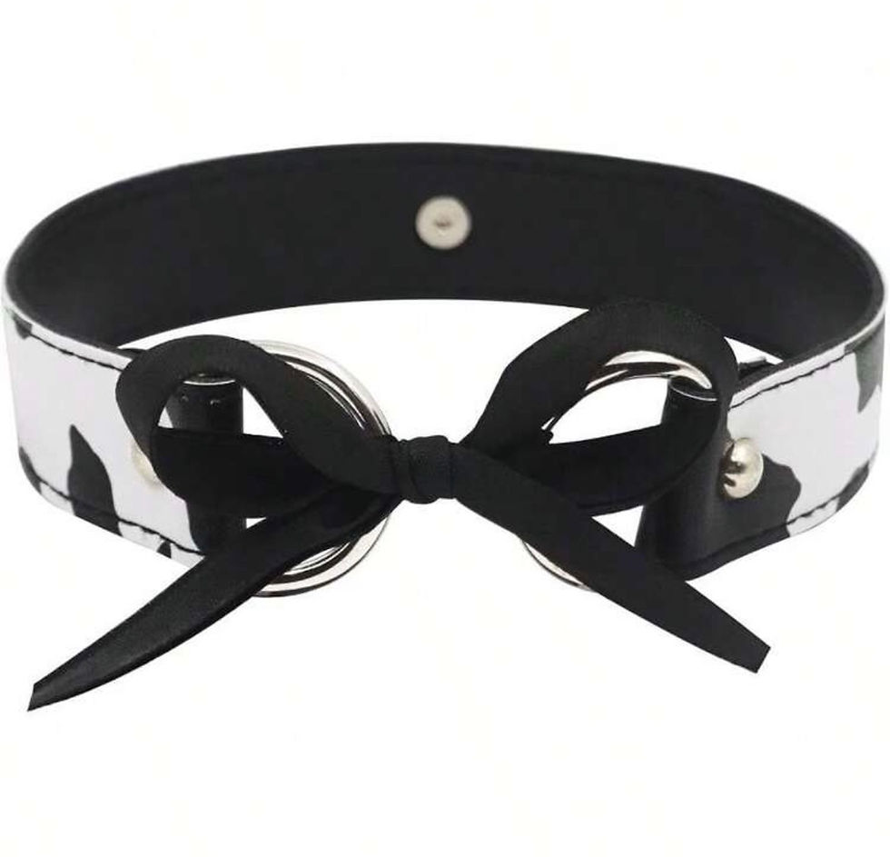 Thumbnail: Basic Cow Print Bell Collar Choker Necklace For Women