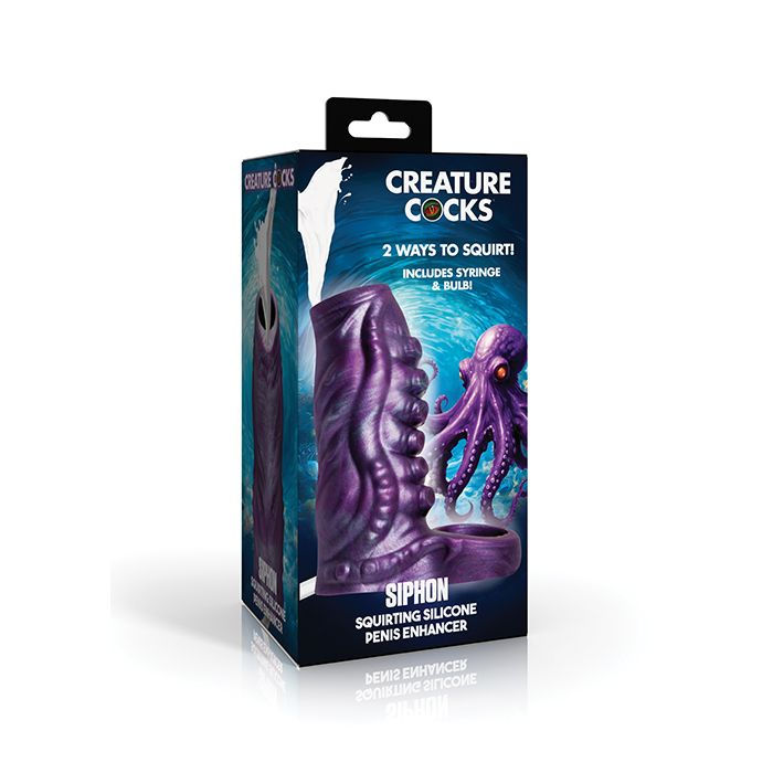 Creature Cocks Tentacle Squirting Silicone Penis Enhancer - Purple